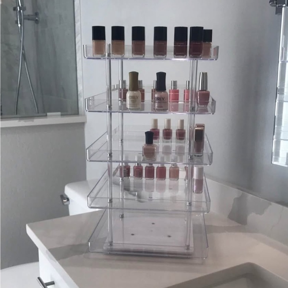 JACKCUBE DESIGN 5 Tier Clear Nail Polish 360 Rotating Rack Organizer